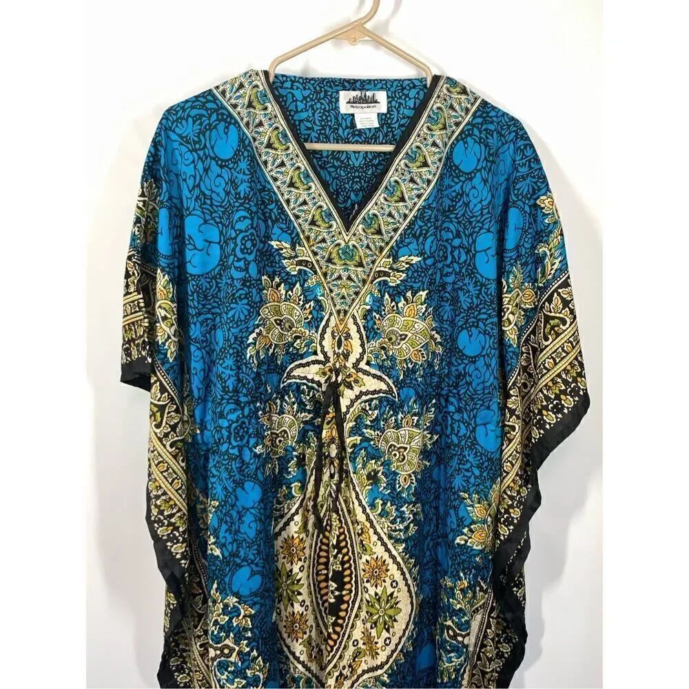 Metropolitan Women's Floral V-Neck Kaftan Mrs Roper Dress Multicolor One Size